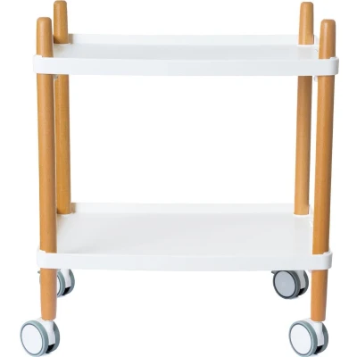 Afbeelding van Trolley met 2 legplanken, uit hout, wit