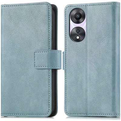 Afbeelding van iMoshion Hoesje Geschikt voor Oppo A78 Met Pasjeshouder Luxe Bookcase Lichtblauw