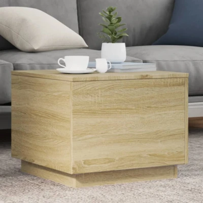 Afbeelding van Salontafel met LED verlichting 50x50x40 cm sonoma eiken