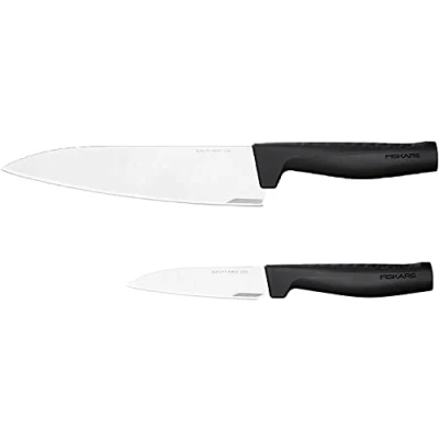 Afbeelding van Fiskars Messenset, koksmes en groentemes, hard edge, elegant design, totale lengte: 33,1 cm 22,8 cm, roestvrij staal/kunststof, 1051778