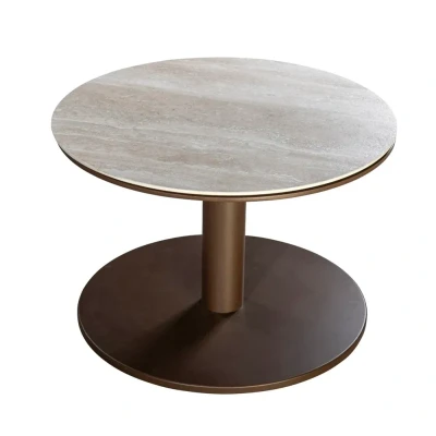 Afbeelding van Yoi Millor side table dia. 60x45 cm aluminium bronze/travertin