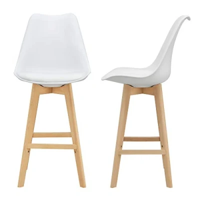 Afbeelding van Barkruk set van 2 kunstleer en beuken 105x48x58 cm wit