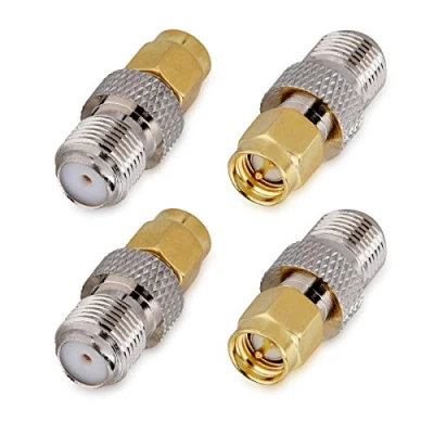 Afbeelding van kwmobile 4x F stekkeradapter naar SMA stekker vrouwelijk zonder pin mannetje met pinomvormer adapter voor coaxiale aansluitingen