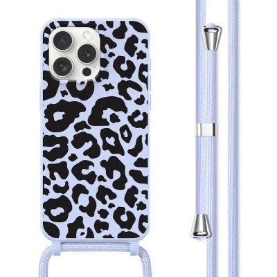Afbeelding van imoshion hoesje Geschikt voor iPhone 15 Pro Max met koord Siliconen design Meerkleurig / Animal Lila