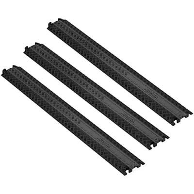 Image de VEVOR Passe Câble Sol Lot de 3 Cache Câbles Capacité Charge 907 kg Rampe Protection Fils Électriques Robuste 100x13x2 cm Canal 4x1,3 pour Maison, Intérieur, Extérieur, Bureau, Entrepôt, École