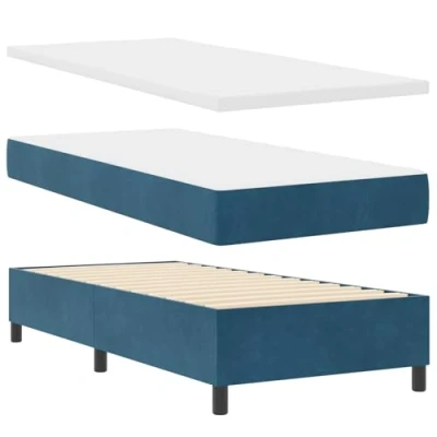 Afbeelding van vidaXL Boxspring Bed met Matras &amp; Bank Donkerblauw 100x200 cm Fluweel