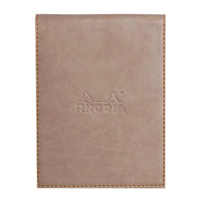 Afbeelding van RHODIA 128104C beschermhoes voor briefhouder + notitieblok nr. 12 taupe 8,5 x cm kleine ruiten 80 vellen afneembaar wit papier g pennenhouder kunstleer Rhodiarama