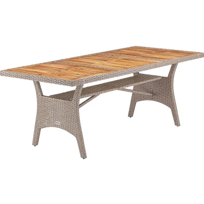 Afbeelding van Casaria Polyrattan Tafel FSC® gecertificeerd Acaciahout Beige