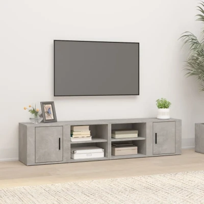 Afbeelding van Tv meubels 2 st 80x31,5x36 cm bewerkt hout betongrijs