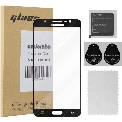 Afbeelding van Cadorabo Screenprotector geschikt voor Samsung Galaxy J7 2016 Volledig scherm pantserfolie Beschermfolie in TRANSPARANT met ZWART Gehard (Tempered) display beschermglas 9H hardheid 3D Touch