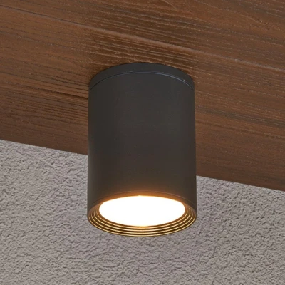 Afbeelding van Lucande plafondlamp 1licht aluminium, gehard glas H: 14 cm E27 donkergrijs, transparant