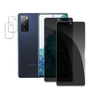 Afbeelding van Samsung Galaxy S20FE 2 stuks displaybeschermfolie met pantserfolie voor camera, anti spionageglas, 9H hardheid, krasbestendig, olie, bubbels, installatie