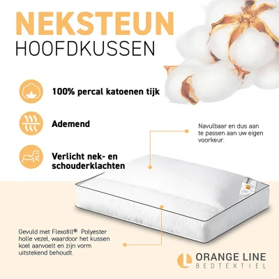 Afbeelding van Hoofdkussen Comfort Neksteun Orange Line Effen Zij en rugslapers