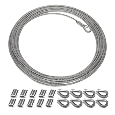 Afbeelding van Ymwave 10 m 304 roestvrijstalen staalkabel met aluminium krimphulzen en 8 kabelschoenen M2, fotolijst, hangdraad, kabel x 2 mm