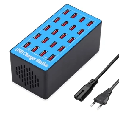 Afbeelding van USB oplader, 20 poorten 100 W/20 A, laadstation, wandoplader, stekker, compatibel met iPhone/Samsung/Google/Xiaomi/Huawei.
