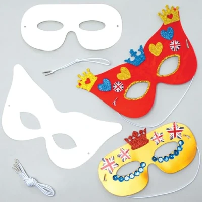 Afbeelding van Baker Ross EK3226 Set van 12 oogmaskers om te versieren en verkleden, wit
