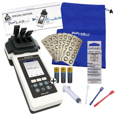 Afbeelding van AlphFa PoolLAB 2.0 Special Edition met 140 testtabletten, watertester voor zwembad (fotometer), bluetooth, wifi, chloor , pH fenolrood, alkaliteit M en
