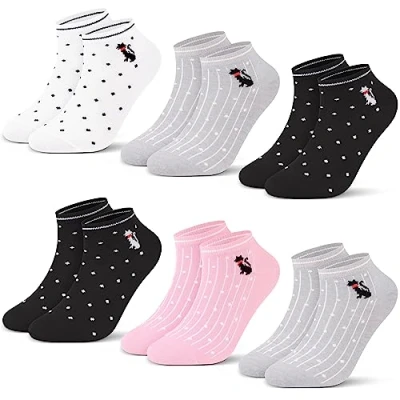 Afbeelding van L&amp;K II 92276 Set van 12 paar korte sport /vrijetijdssokken voor dames en meisjes, katoen, lente zomer