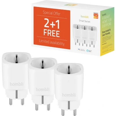 Afbeelding van Hombli Slimme Stekker 220V WiFi Timerfunctie Compitabel met Amazon Alexa en Google Home Bediening via App 3 stuks Wit