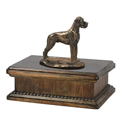 Afbeelding van Norfolk Terrier urn hond elegante met hondenstandbeeld voor as.