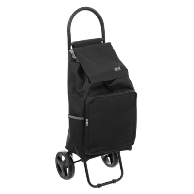 Afbeelding van 5Five Boodschappen trolley tas met wielen inhoud 36 liter zwart 34 x 30 95 cm