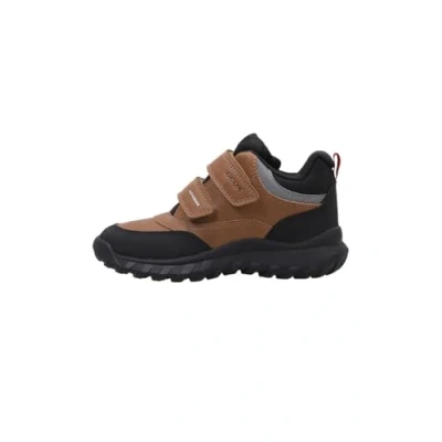 Afbeelding van Geox Simbyos BOY ABX Sneakers hoog voor kinderen, Maat: 28, Cognac/black Imitatieleer/ textiel