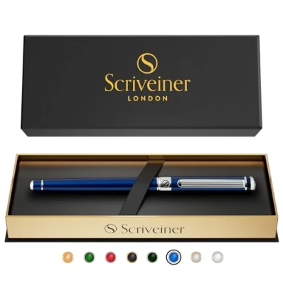 Afbeelding van Midnight Blue Rollerball Scriveiner Prachtige Blauwe Lak Pen met Chroom Afwerking, Schmidt Inkt Vulling, Beste Roller Ball Cadeauset voor Mannen en Vrouwen, Professionele Uitvoering, Kantoor