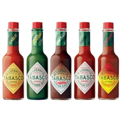 Image de Tabasco Sauce piment 60 ml Lot de 5 saveurs Rouge Vert Habanero Chipotle Ail