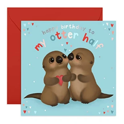 Afbeelding van Central 23 Mooie verjaardagskaart voor vriend Happy Birthday to My Otter Half vriendin, vrouw, echtgenoot wordt geleverd met grappige stickers