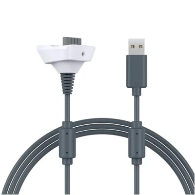 Afbeelding van USB oplaadkabel voor Xbox 360/360 Slim Wireless controller van MMOBIEL 1,8 m reservekabel snellaadkabel wit (wit)