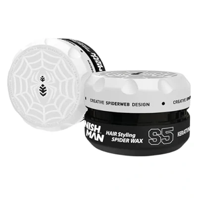 Image de NISHMAN Aqua Spider Wax S5 Keratin White 150g Parfum Noix de Coco Tenue Forte &amp; Finition Brillante Cire Coiffante pour Hommes, Coiffage Flexible Tous Types Cheveux