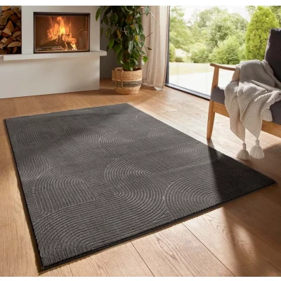 Afbeelding van Zacht Vloerkleed Fuzz Waves Antraciet 50x80 Cm