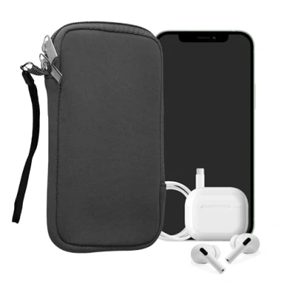 Afbeelding van kwmobile telefoontasje universeel geschikt voor L 6,5&quot; smartphones 16,5 x 8,9 cm Hoesje met rits en polslusje In grijs