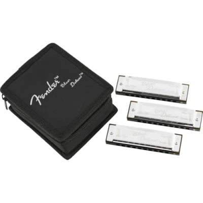 Afbeelding van Fender Blues Deluxe harmonica 3 pack met opbergetui starter set (3 stuks)