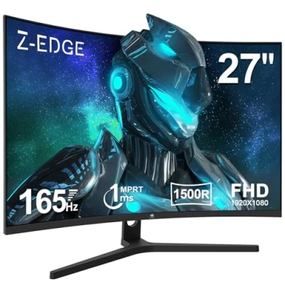Afbeelding van Z Edge Gebogen gaming monitor 27 inch 165 Hz, 1 ms, FreeSync, FHD (1920 x 1080), ultradunne bezel 16:9, 1500R, verstelbare helling, 2 HDMI2.0 &amp; DP1.4, VESA 100 mm (HDMI kabel