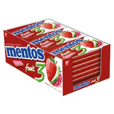 Afbeelding van Mentos 3 Aardbeien/Appel/Framboos Fruit 12 stuks