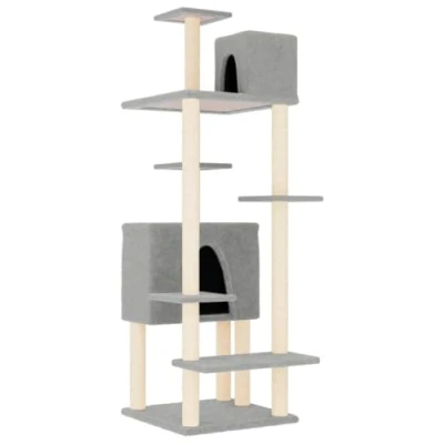 Afbeelding van vidaXL Kattenmeubel met sisal krabpalen 154 cm lichtgrijs