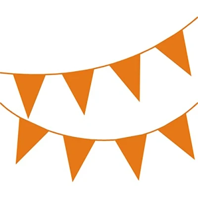 Afbeelding van Happium 10 m effen vlaggetjesslinger, oranje, perfect voor verjaardagen, bruiloften, themafeesten, feestdagen en andere speciale evenementen.