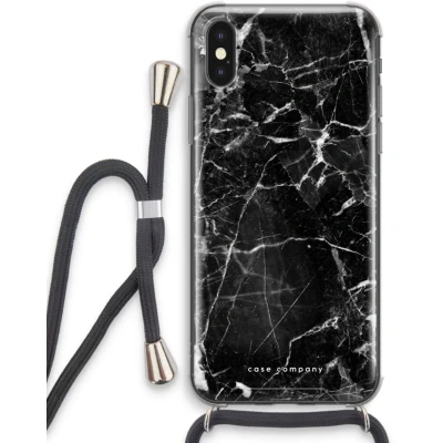 Afbeelding van Case Company® hoesje met Koord geschikt voor iPhone XS Zwart Marmer Telefoonhoesje Extra Bescherming aan alle Kanten en Over de Schermrand