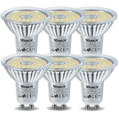 Afbeelding van WSMCN Ledlamp, GU10, PAR16, wit, daglicht, 5000 Kelvin, 6 W, komt overeen met 100 halogeenlamp, niet dimbare reflector AC 230 V, led spot, 770 lumen, stralingshoek 120 graden, stuks