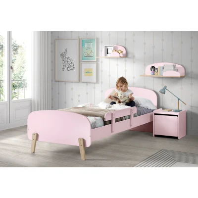 Afbeelding van LUCEVI Kiddy bed + Nachtkastje Hangplankjes Uitvalbeveiliging Roze 90x200 cm
