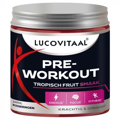 Afbeelding van 2x Lucovitaal Pre Workout Tropisch Fruit 200 gr