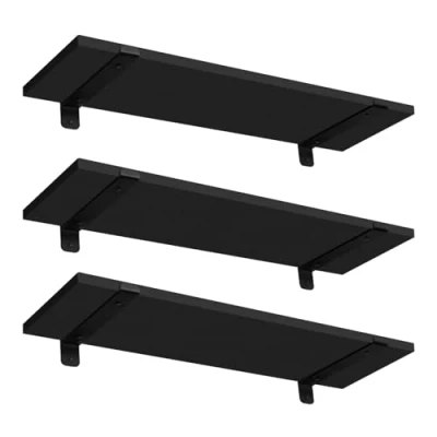 Afbeelding van EUGAD Set van 3 wandplanken, zwevend rek, 60 x 7 20 cm, wandrek 15 kg/niveau, wandrek, hangrek, zwart
