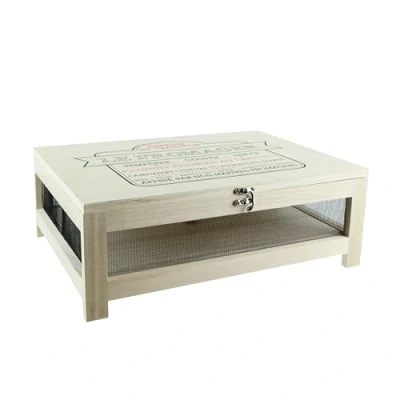 Afbeelding van Totally Addict KA2362 kaaskelder met serveerplaat, hout en roestvrij staal, beige zwart, H14,8 x 27 39 cm