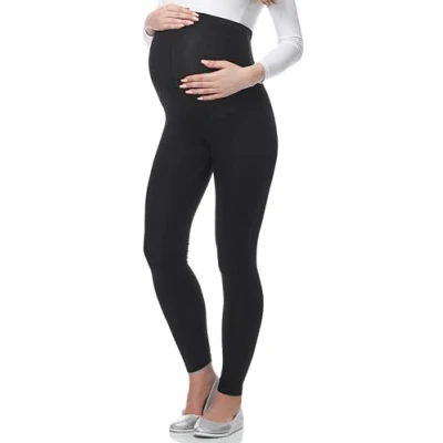 Image de Be Mammy BE20 229 Legging de grossesse court 3/4 en coton confortable et opaque, Noir, S
