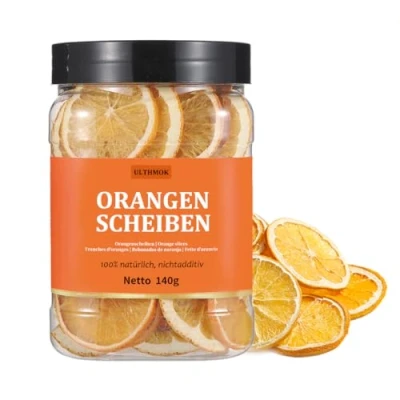 Image de ULTHMOK Oranges Séchées Haute Qualité, 100% Naturel, Sans Additifs, Tranches D&#039;Orange Séchées, 142g, Sucre Ajouté