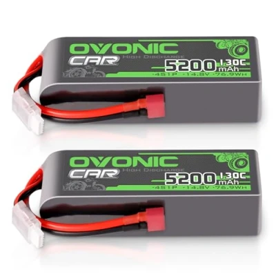 Afbeelding van OVONIC 2 stuks LiPo 4s 14,8 V 5200 mAh 130 C accu met Deans T stekker voor RC auto truggy quadcopter helikopter vrachtwagen boot vliegtuig