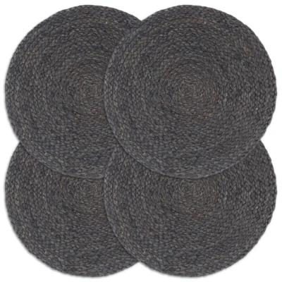 Afbeelding van Placemats 4 st rond 38 cm jute donkergrijs
