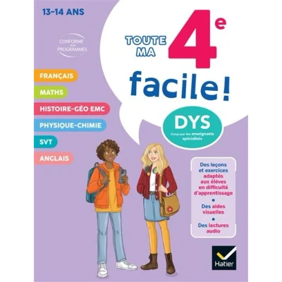 Image de Ma 4e facile ! Tout en un adapté aux enfants dyslexiques (DYS) ou difficulté d&#039;apprentissage