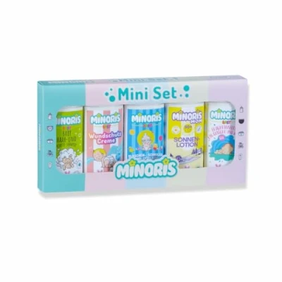 Afbeelding van Minoris Welkom Baby Mini Set 5x50ml Biologische, Natuurlijke &amp; Zachte Zorg voor Moeder Hypoallergeen, Vegan Ideaal Cadeau Pasgeborenen Moeders